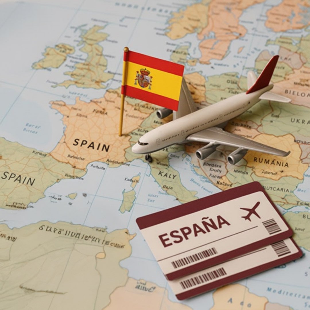 Persona preparando un viaje a España